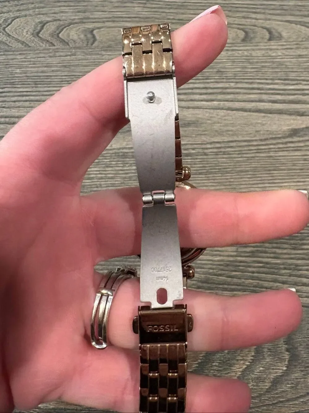 Fossil Womens Watch Crystal Bezel Rose Gold Dial Stainless Steel Bracelet 36mm